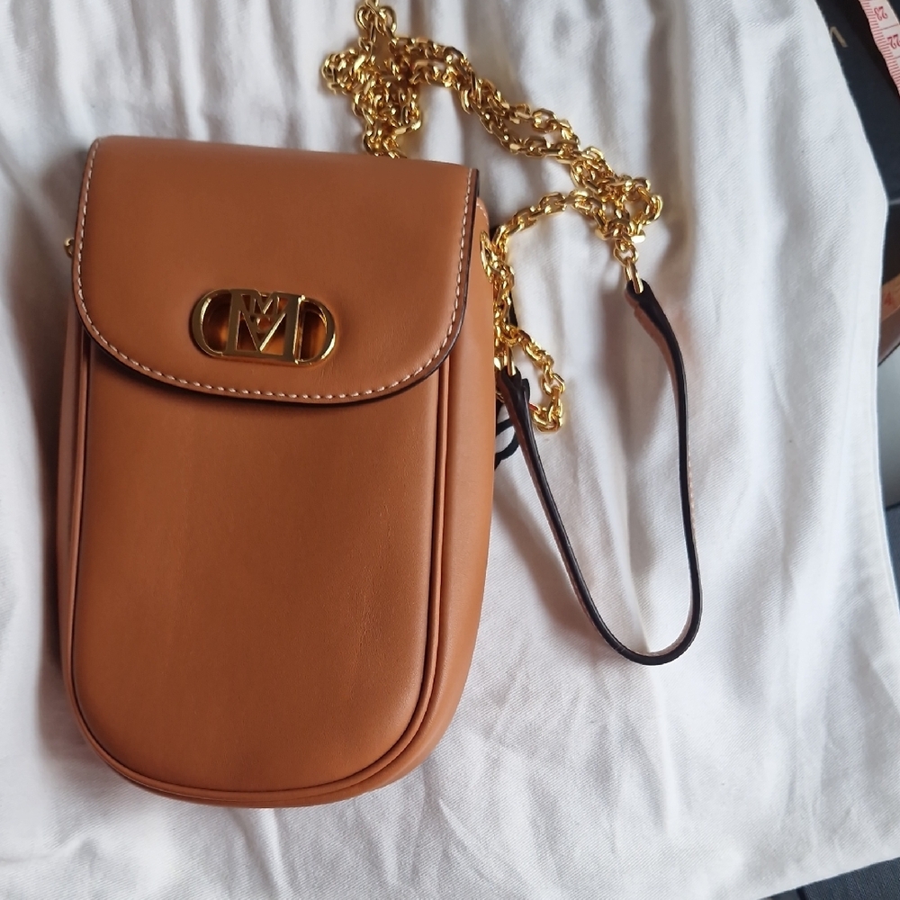 MCM Tan Crossbody Bag with Gold Chain